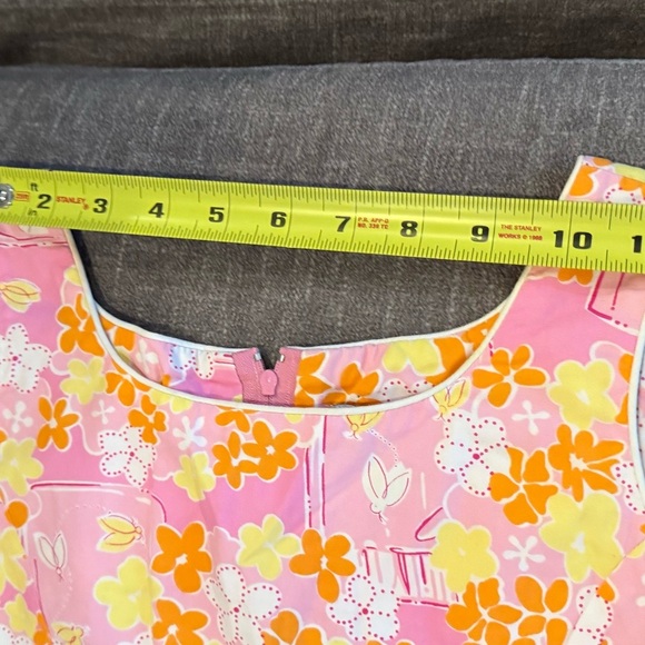 Lilly Pulitzer Fireflies Pink and Orange Floral Sleeveless Dress Kids 10 - Picture 8 of 9